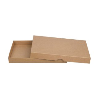 Folding box 13.6 x 19.6 x 2.0 cm, brown, with lid, jade kraft cardboard - 10 boxes/set