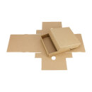 Folding box 10.4 x 10.4 x 2.5 cm, brown, lid, jade kraft cardboard - set of 10