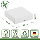 Folding box 8.5 x 8.5 x 2.5 cm, white, with lid, cardboard - set of 10