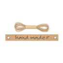 Kraft paper labels with 2 eyelets and jute string, 1.5 x 12.5 cm set/10 pieces