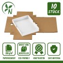 Faltschachtel 13,6 x 19,6 x 2,5 cm, Braun &amp; Wei&szlig;, Deckel, Kraftkarton - 10er Set