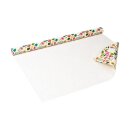 Gift wrapping paper flowers w. greeting fields, cream, smooth, 0.7 x 10 m