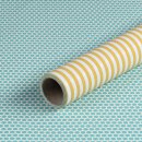 Gift wrapping paper yellow striped and turquoise dotted,...