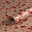 Wrapping paper "Love" red and silver, kraft...