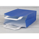 Shopping bag Blue 18 x 22 x 8 cm, kraft paper, smooth, white flat handle