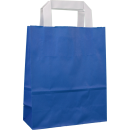 Shopping bag Blue 22 x 28 x 10 cm, kraft paper, smooth, white flat handle