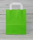 Green shopping bag 18 x 22 x 8 cm, kraft paper, smooth, white flat handle
