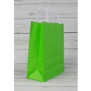 Green shopping bag 32 x 40 x 12 cm, kraft paper, smooth, white flat handle