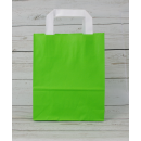 Green shopping bag 32 x 40 x 12 cm, kraft paper, smooth, white flat handle
