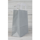 Shopping bag Grey, various sizes, kraft paper, smooth, white flat handle