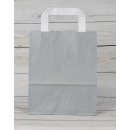 Shopping bag Grey, various sizes, kraft paper, smooth, white flat handle