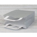 Shopping bag Grey 18 x 22 x 8 cm, kraft paper, smooth, white flat handle