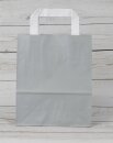 Shopping bag Grey 18 x 22 x 8 cm, kraft paper, smooth, white flat handle