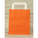 Orange shopping bag, various sizes, kraft paper, smooth, white flat handle