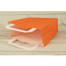 Orange shopping bag 22 x 28 x 10 cm, kraft paper, smooth, white flat handle