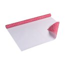 Gift wrapping paper red with white hearts, smooth, 0.7 x 10 m