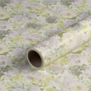 Wrapping Paper Flowers, White-Green, Birthday Paper, Smooth - 1 Roll 0,7 x 10 m