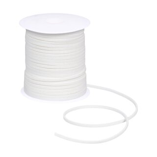 Velvet ribbon white, 3 mm x 45 m, leather cord, decorative suede ribbon