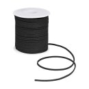 Black  leather-look cord, decorative ribbon, 3 mm x 45 m, roll