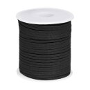 Black  leather-look cord, decorative ribbon, 3 mm x 45 m, roll