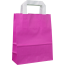 Shopping bag Pink, various sizes, kraft paper, smooth, white flat handle