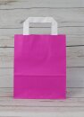 Carrier bag 18 x 22 x 8 cm, pink, kraft paper, smooth, white flat handle