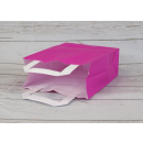 Tragetasche 22 x 28 x 10 cm, Pink, Kraftpapier, glatt, weißer Flachhenkel