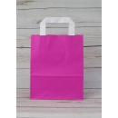 Shopping bag Pink 22 x 28 x 10 cm, kraft paper, smooth, white flat handle