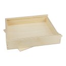 Wood box, 145 x 128 x 20 mm, with sliding lid