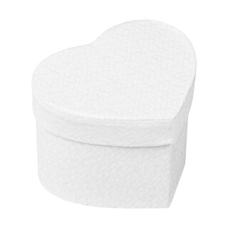 Herzförmige Dose, Weiß,  9,5 x 7,5 x 6,5 cm aus Karton