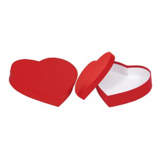 Herzförmige Dosen, Rot,  24,5 x 24,5 x 5 cm und 21 x 21 x 5 cm aus Karton Set/2 Stück