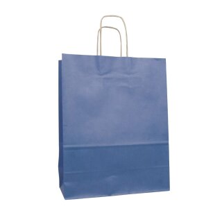 Shopping bag 18 x 22 x 8 cm, Blue, kraft paper, ribbed,...