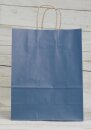 Shopping bag 18 x 22 x 8 cm, Blue, kraft paper, ribbed, w. cord handle