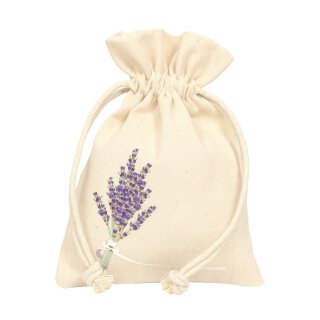 Baumwollbeutel »Lavendel« mit Zugband, 12  x 17 cm, Stoffbeutel - 10er Pack