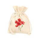 Cotton bag with drawstring, print motif poppies, 9 x 12...