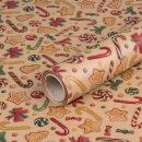 Wrapping paper Christmas biscuits, kraft paper, smooth, roll 0.7 x 10 m
