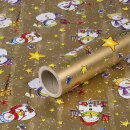Geschenkpapier Schneemänner, Gold, Weihnachtspapier, 0,70 x 10 m
