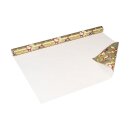 Gift wrapping paper with Santa Clauses, golden Christmas paper, 0,70 x 10 m