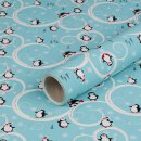 Wrapping Paper Penguins, Light Blue, Christmas Paper, 0,70 x 10 m