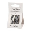 Paper tape feathers and crystals, black-silver, Washi...