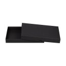Folding box 16.2 x 22.5 x 2.5 cm, black, with lid, recycled cardboard - set of 10