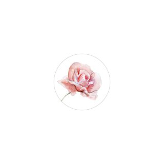 Sticker "Rose", 35 mm round, white Sticker - 500 pieces in dispenser