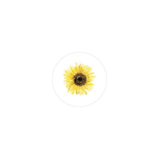 Sticker "Sun flower", 35 mm round, white Sticker - 500 pieces in dispenser