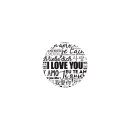 Sticker "I Love You", 35 mm round, black and white,  500 pieces in dispenser