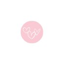Sticker "3 Hearts", 35 mm round, pink Sticker - 500 pieces in dispenser