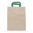 Grass paper carrier bag, 22 x 28 x 10 cm, 90 g/m², smooth, green flat handle