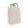 Grass paper carrier bag, 22 x 28 x 10 cm, 90 g/m², smooth, green flat handle