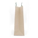 Grass paper carrier bag,  32 x 40 x 12  cm, 90 g/m², smooth, green flat handle