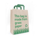 Grass paper carrier bag with green print, 22 x 28 x 10...