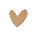 Sticker "Heart", 50 mm, kraft paper look, brown, paper stickers - 200 pieces in dispenser